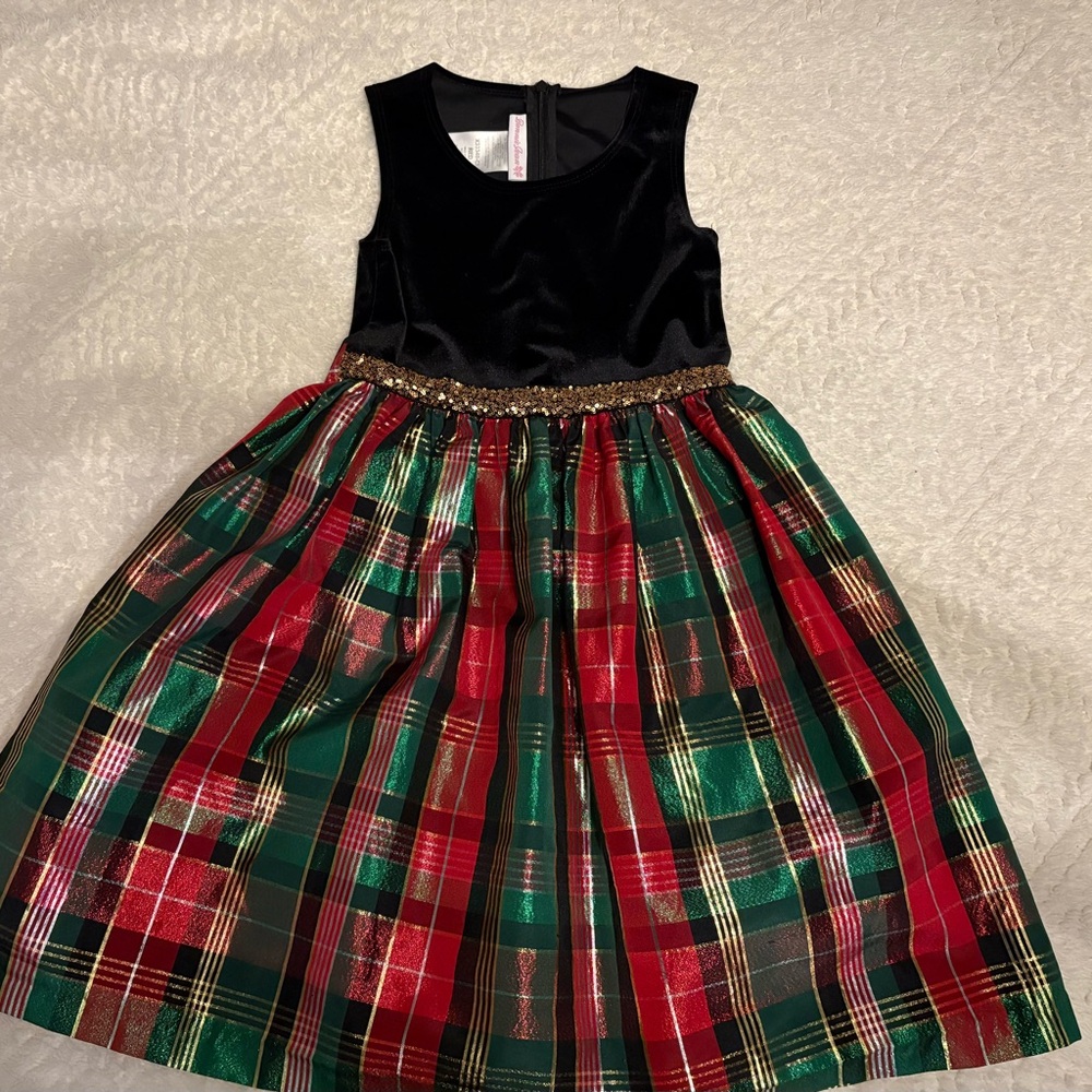 Bonnie Jean Black Velvet and Plaid Kids Costume Dress